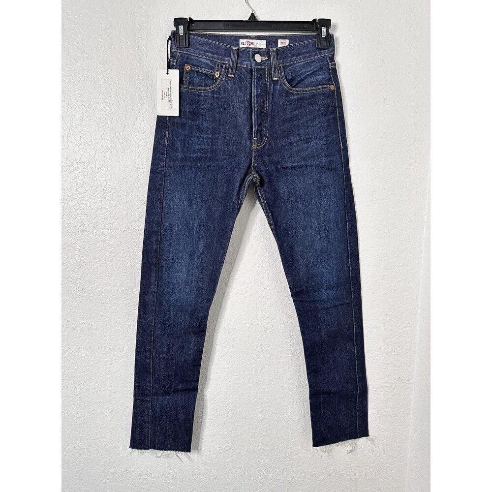 RE/DONE Originals High Rise‎ Ankle Crop Jeans Womens Size 26 Blue Button Fly NWT
